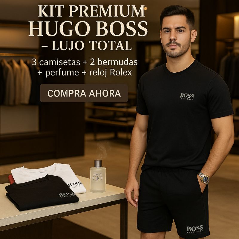 KIT PREMIUM HUGO BOSS: 3 CAMISAS + 2 BERMUDAS + PERFUME ACQUA DI GIÒ 100ML + ROLEX GMT-MASTER II - CIERRE DE LA TIENDA - ENVÍO GRATIS